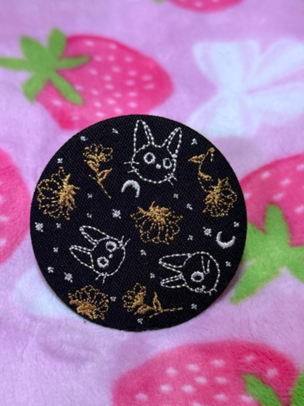 **Studio Ghibli Kiki's Delivery Service Jiji Embroidered Fabric Pin 2" Japan